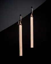 14K Italian Rose Gold Bar Drop Earrings