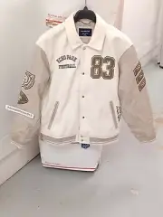 ABERCROMBIE & FITCH VARSITY BOMBER JACKET COAT CREAM WHITE MENS SIZE M,XL