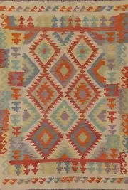 South-western Reversible Kilim Tribal Area Rug 5'x7' Wool Flat Weave Carpet