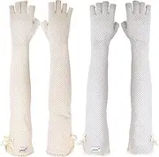 [kilofly] Women's Long Anti-UV Breathable Arm Sun Block Driving Gloves, 2 Pairs