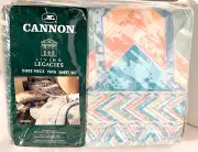 Cannon Living Legacies Margate Pastel Geometric Pattern 3 Pc Twin Sheet Set NEW
