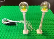 2 white Christmas Village Lamp Post LED street light for lego usb connected