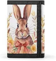 [SKTNBM] Trifold Wallet,Bunny Rosette Print Slim Wallet,front Pocket Wallet,best Men's Trifold Wallet,slim And Sleek for Men And Women, Black, One Size, Modern, Black, One Size, Modern