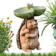 Yhsioaklo Hedgehog Statue Bird Bath | Outdoor Bird Bath Bowl | Hedgehog Statue Feeder Tray | Resin Sculpture Art Decor for Outdoor Yard Backyard Lawn Porch Outside