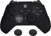 PlayVital Samurai Edition Anti Slip Silicone Case Cover for Xbox Elite Wireless Controller Series 2, Ergonomic Soft Rubber Skin Protector for Xbox Elite Series 2 with Thumb Grip Caps - Black