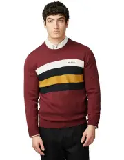 [Ben Sherman] Chest Stripe Crew Neck Knit in Wine