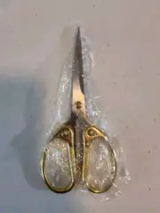 Stainless Steel Office Scissors With Gold Tone Metal Grips - 5 Inch