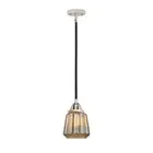 Innovations Chatham 6" Mini Pendant, LED, BK PN/MC, Rib - 288-1S-BPN-G146-LED