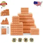 Indulge in 24-Piece Peach Fuzz Cotton Towel Set - Ultimate Softness & Absorbency