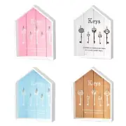 Wall Mounted Wooden House Shape for Key Cabinet Storage Box with 5 Hoo