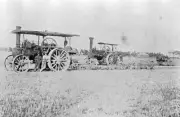 Steam Ploughing with Two Traction Engines Werribee Victoria 1910 OLD PHOTO