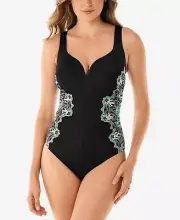 Miraclesuit Black Samsara Temptress One-Piece Swimsuit Women's Size 12 L71811