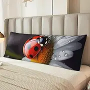 Ladybug on Daisy Flower Body Pillow Cover Ultra Soft Microfiber Pillowcases Breathable Long Pillow Case Fuzzy Bed Pillow Protector with Zipper Full Body Pillowcase 20x54 Inches