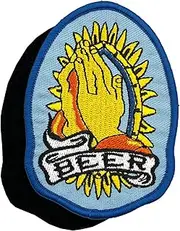 [ReelFun] 3.5" Beer Prayer Hands Embroidered Hook and Loop Patch