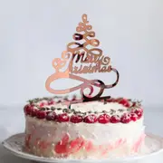 Acrylic Rose Gold Christmas Tree Cake Topper