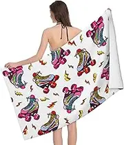 JBYJBX Color Roller Skates Print Print Beach Towel Quick Dry Sandproof Microfiber Beach Bath Towel for Travel Pool Camping