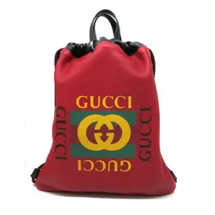 【GUCCI】 經典 Small Print Drawstring Backpack 手提/後背包-小 (523586-紅)