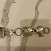 Modernist Atomic Inspirational Sterling Silver Braclet With Pearl & Onyx