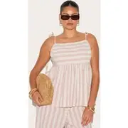 Plus Pink Woven Textured Striped Floaty Top, Pink