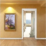Door Stickers Cabin Seascape Stickers Wooden House Door Sea Art 3D Wall Murals PVC Self-Adhesive Decals Home Decoration