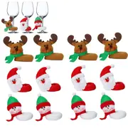 12Pcs Wine Glass Charms Christmas Adorable Santa Elk Drink Tag Wine Glass Marker
