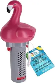 U.S. Pool Supply Flamingo Floating Spa, Hot Tub & Small Pool Chlorine and Bromine Dispenser - Holds 1" Tablets, 6 Flow Level Control Settings - Fun Pink Animal Floater, Adjustable Balanced Delivery