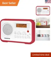 AM/FM/Portable Digital Radio with Protective Bumper White/Red