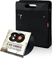 AKOZLIN Vinyl Record Travel Carrying Bag,LP Records Durable Vinyl Albums Case for Most 7" 10" 12" LP