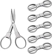 PIVHWIR 6 Pcs Folding Stainless Steel Portable Telescopic Scissors - Safety Travel and Camping Scissors for Home and Office