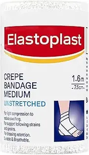 Elastoplast Medium Weight Crepe Bandage - Unstretched 7.5cm x 1.6m (1 Roll) | Light Compression Bandage | First Aid Kit Essential | Reduces Swelling | Suitable for Dressing Retention