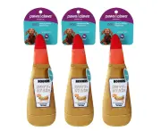 3x Paws & Claws Pet Dog 20x8cm Soft Plush Toy Mustard Bottle w/ Squeaker Yellow
