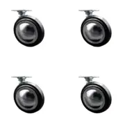 3 Inch Bright Chrome Soft Tread Ball Caster – Top Plate – Set of 4 – SCC