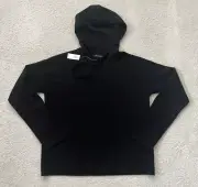 NWT Banana Republic Black Pull Over Knit Hoodie Sweater Size M