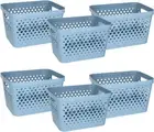 Plastic Storage Basket Set, Value Pack of 6 | Open Storage Bins for Shelves, Bat