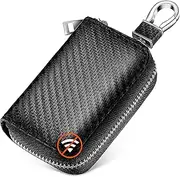 Frienda Bags for Car Key Fob Carbon Fiber Car Rfid Signal Blocking Bags Key Protector Tool Anti-theft Fob Case for Storage, Black