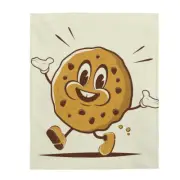 Velveteen Plush Blanket funny retro cartoon illustration of a cookie