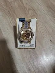 Elgin Men Watch Luxury Automatic Chronograph Skeleton Stainless Steel Iced Metal