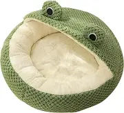 TODO Semi Enclosed Pet Nesting Bed 60cm Diameter Soft Warm Dog Cat Sleeping Bed - Frog