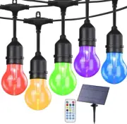 Luces de cadena solares RGB de 35 pies, regulables y con control remoto.