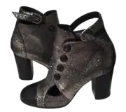 Chanel Two Tone Booties Metallic Leather High Heel Ankle Boots 39 EU