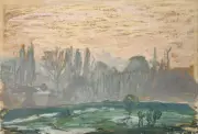 Claude Monet - Winter Landscape with Evening Sky Fine Art Print on Canvas 36"