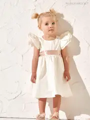 Angel & Rocket Cream Sylvie Sateen Sash Bow Dress (164659) | $150 - $161