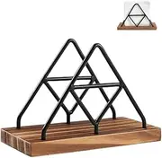 HIDOSNG Geometric Metal Wire & Solid Wood Triangle Napkin Holder Rack - Wooden Napkin Holders for Kitchen, Dinner Table, Cocktail Bar