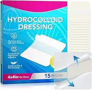 Hydrocolloid Wound Dressing 15 Pack-Hydrocolloid Dressing 4"X4"-Effective Waterproof Comes with Adhesive