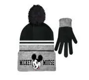 DISNEY Mickey Mouse Beanie Hat and Gloves Set Kids Winter Hat and Gloves Black