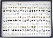 [PTN] 100 Pairs Geometric Stud Earrings, Wisdom1674 Assorted Multiple Stud Earrings Jewelry set With Box, Simple Punk Hip-pop Rock Geometric Triangles Stud Earrings for Women Girls Simple Hoop Earring Set