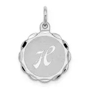 Sterling Silver Silver/Rhodium-Plated Brocaded Letter H Initial Pendant