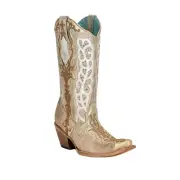 Corral® Ladies Bone White & Gold Studded Western Boots C3895