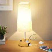 Touch Control Bedside Table Lamp for Bedroom, 3 Way Dimmable with USB C Charg...
