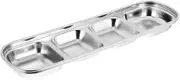 Hohopeti Stainless Steel Korean Sauce Dish Divided Dipping Plates for Condiments Elegant Compartment Design Easy to Clean for Sauces Seasonings for Dining Tables